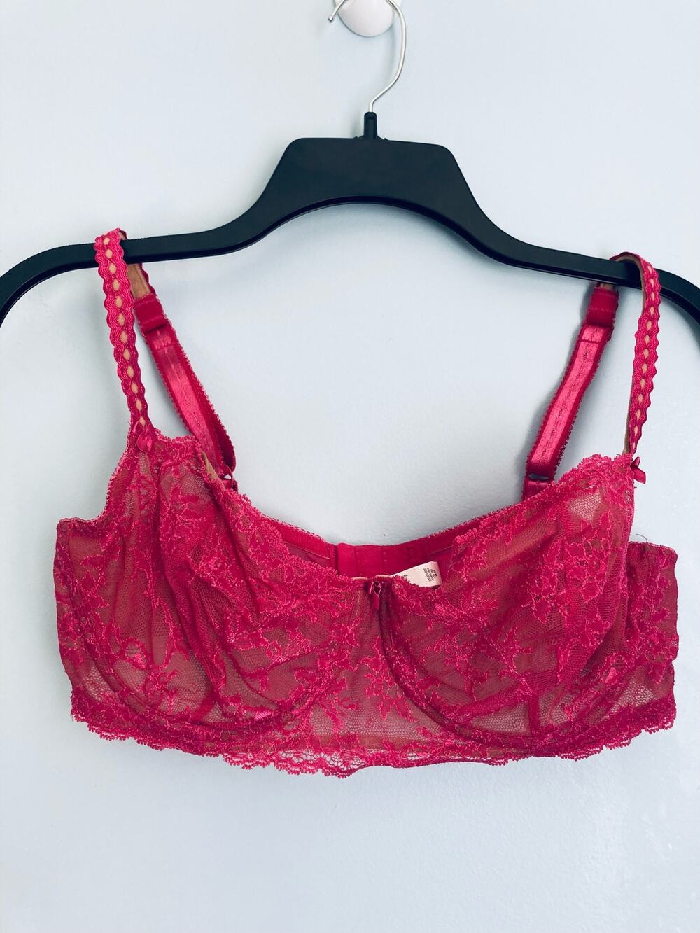 Vintage Victoria's Secret Lace Unlined Bra Pink 36D Fairy Feminine